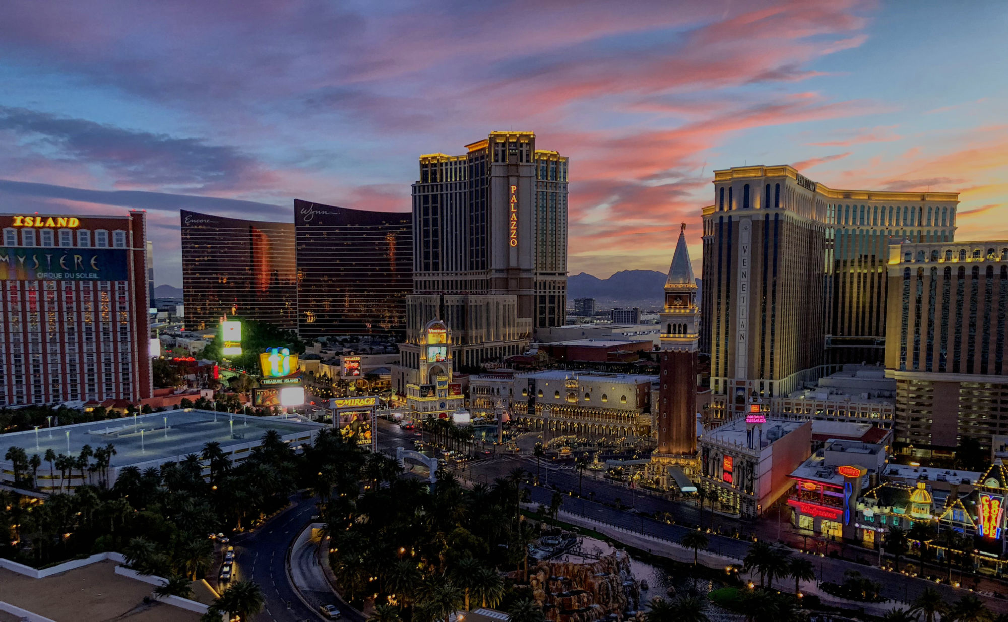 Aerial view of Las Vegas before sunrise